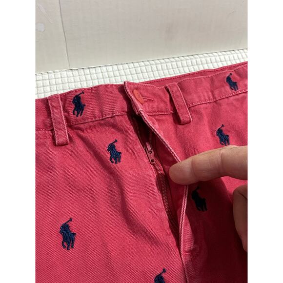 Ralph Lauren Vintage Red Skirt Size 6 Navy Blue Pony Print Pre-owned Made in USA - Picture 3 of 6